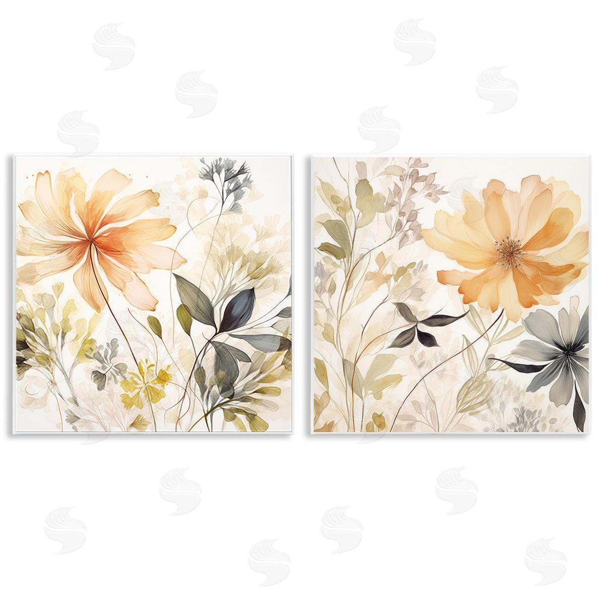 Lazar Studio Muted Cottage Flowers Wooden Wall Plaque Art Print