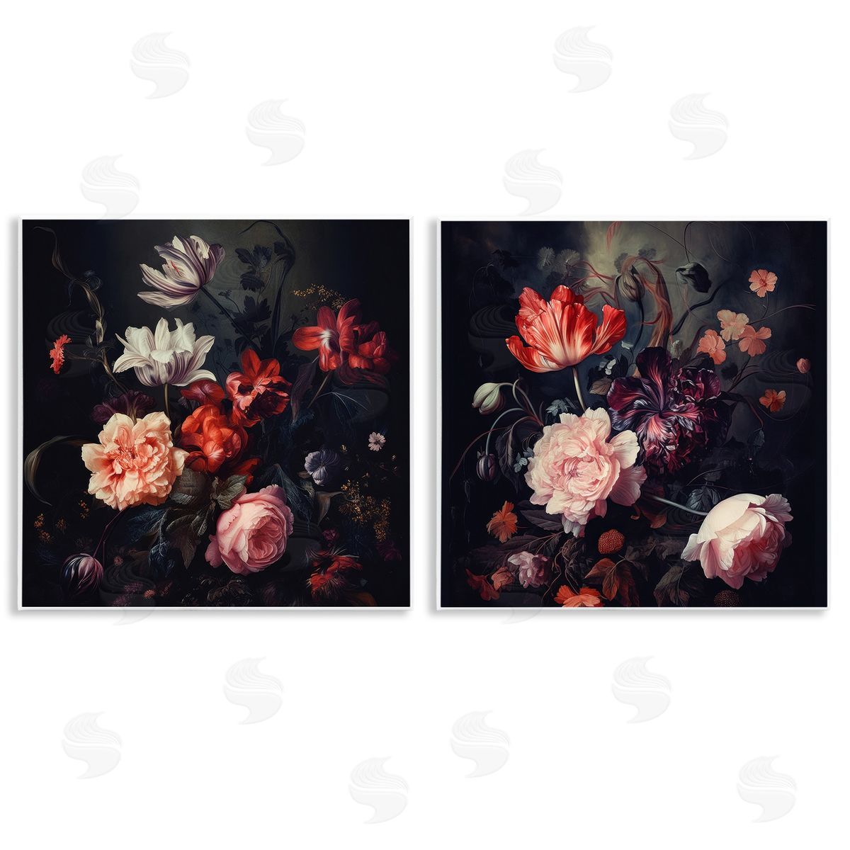 Lazar Studio Vintage Bouquet on Black Wooden Wall Plaque Art Print