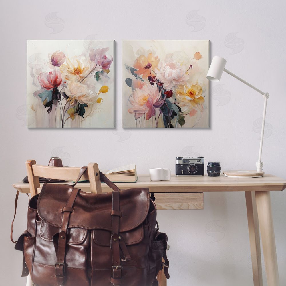 Irena Orlov Soft Blooms on Beige Canvas Wall Art Print in Room