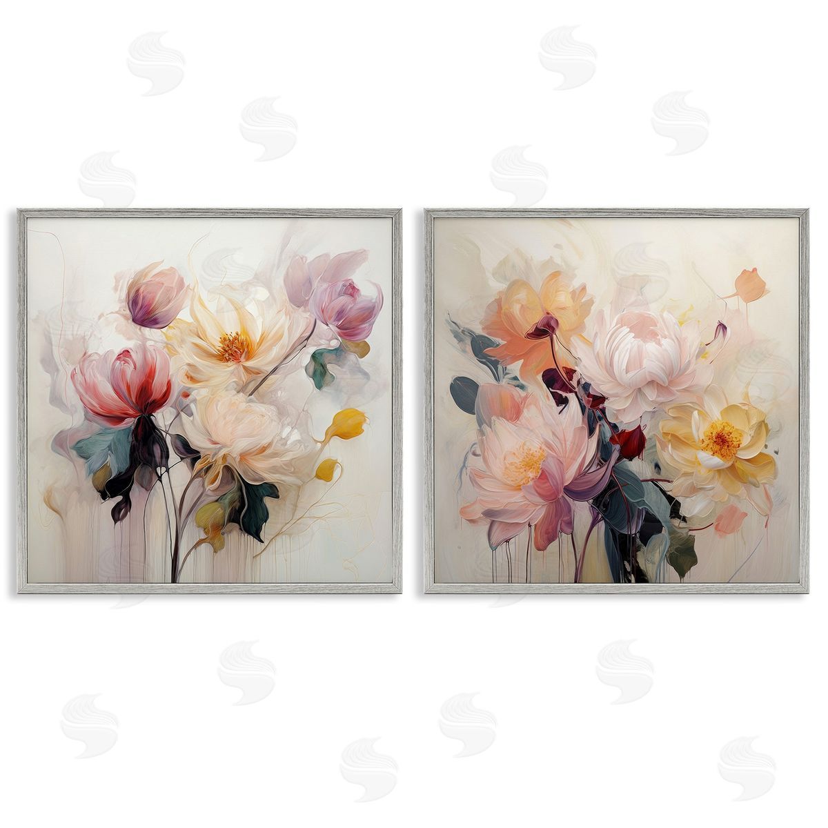 Irena Orlov Soft Blooms on Beige Gray Framed Giclee Wall Art Print