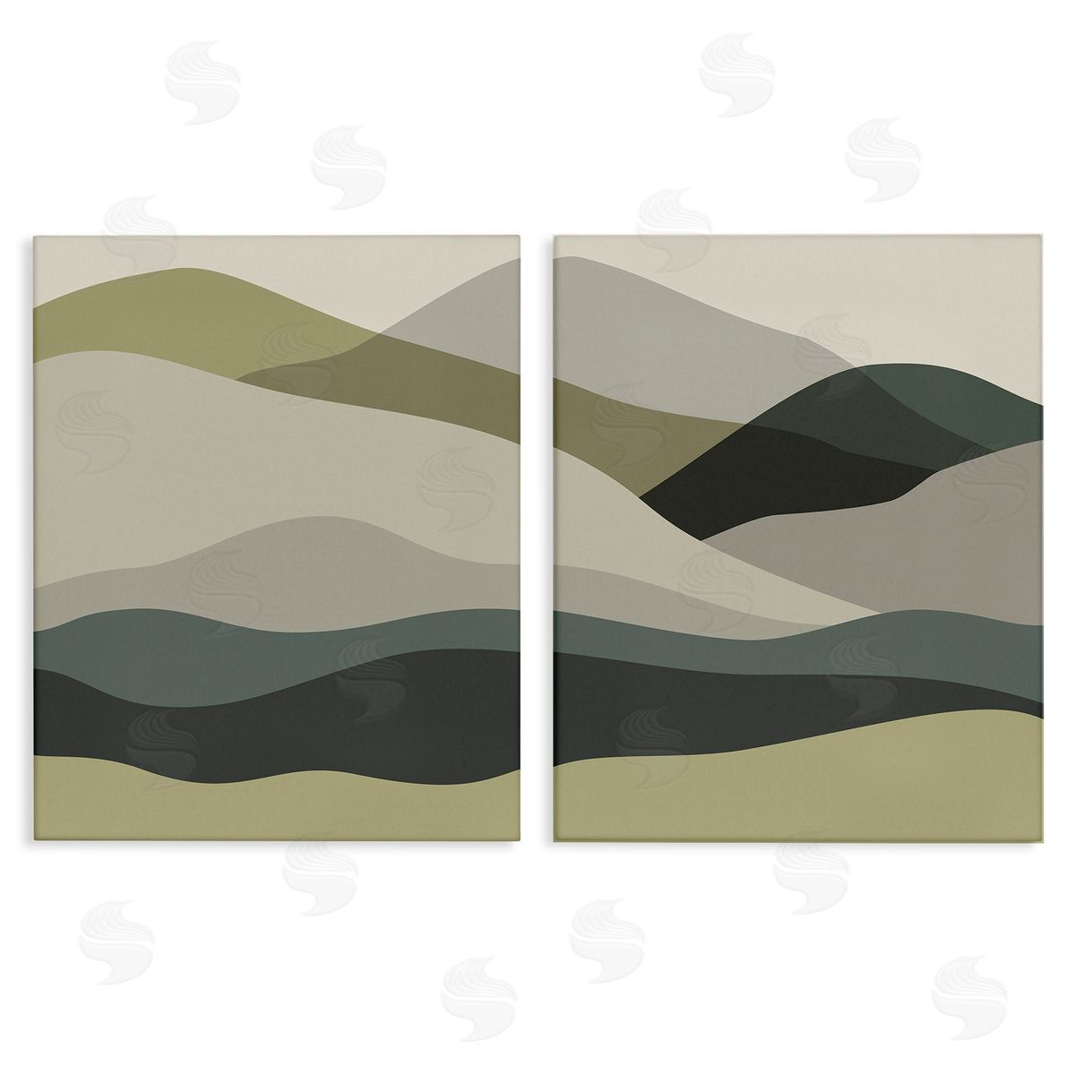 Stupell Studio Modern Green Mountains Canvas Wall Art Print