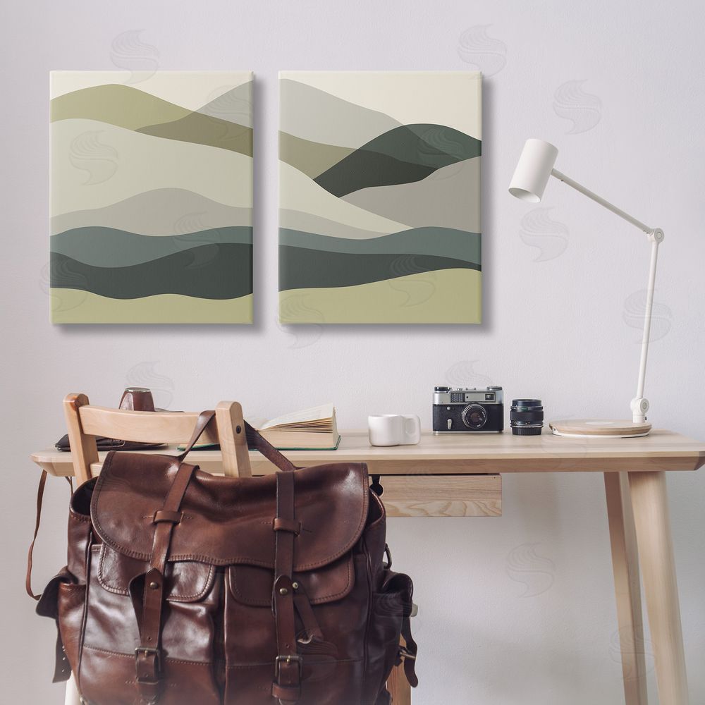 Stupell Studio Modern Green Mountains Canvas Wall Art Print in Room
