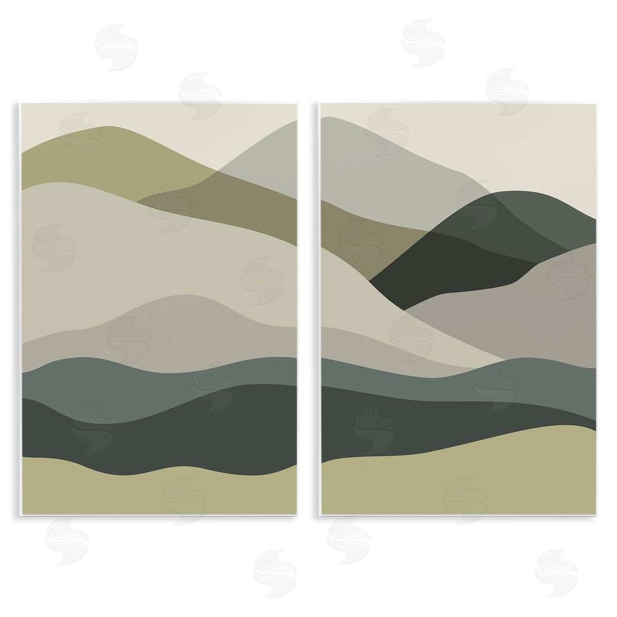 Stupell Studio Modern Green Mountains Wooden Wall Plaque Art Print