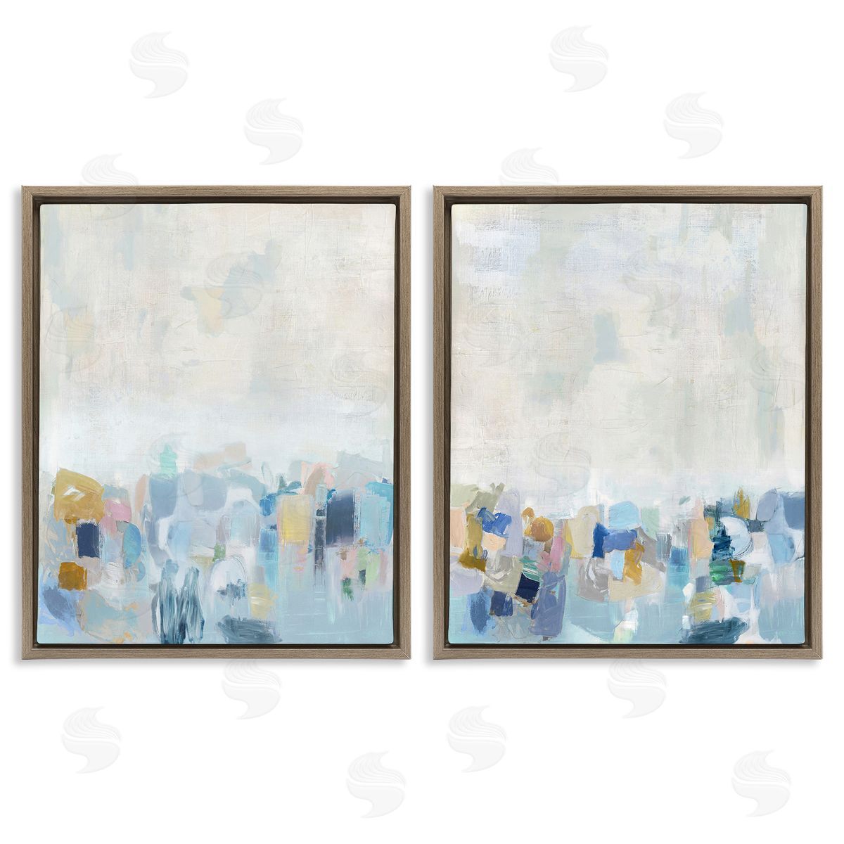 Rachel Springer Patterned Modern Horizon Brown Floating Frame Canvas Wall Art Print