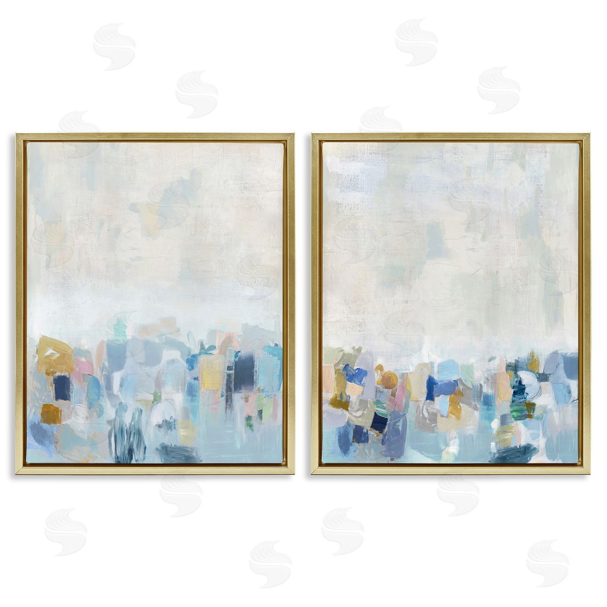 Rachel Springer Patterned Modern Horizon Gold Floating Frame Canvas Wall Art Print