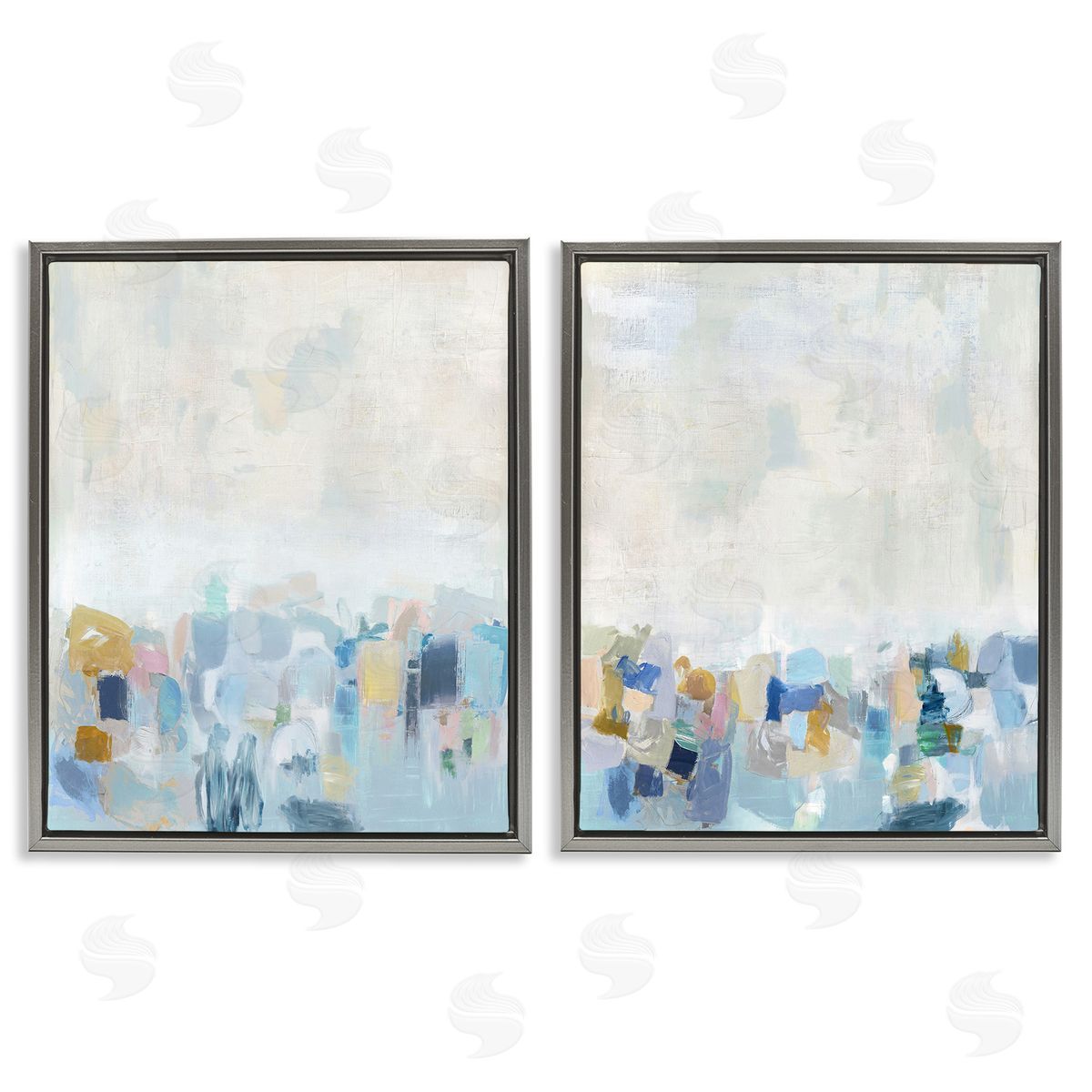 Rachel Springer Patterned Modern Horizon Gray Floating Frame Canvas Wall Art Print