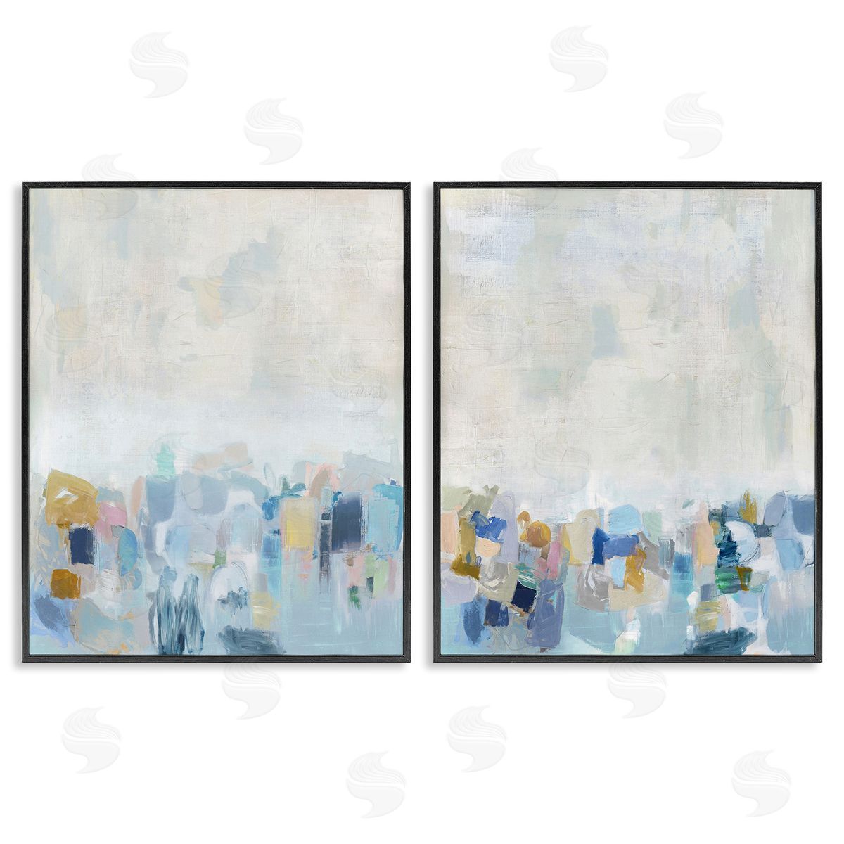 Rachel Springer Patterned Modern Horizon Black Framed Giclee Wall Art Print