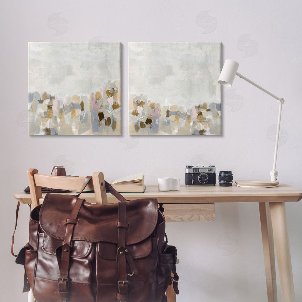 Rachel Springer Neutral Geometric Horizon Canvas Wall Art Print in Room