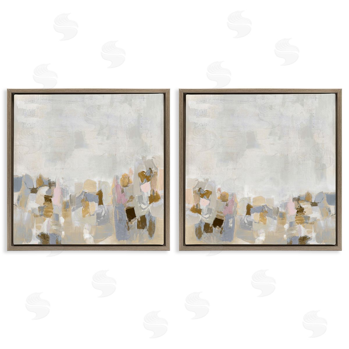 Rachel Springer Neutral Geometric Horizon Brown Floating Frame Canvas Wall Art Print