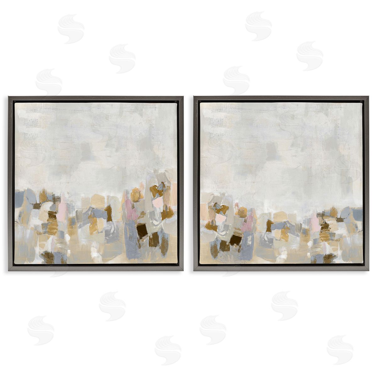 Rachel Springer Neutral Geometric Horizon Gray Floating Frame Canvas Wall Art Print
