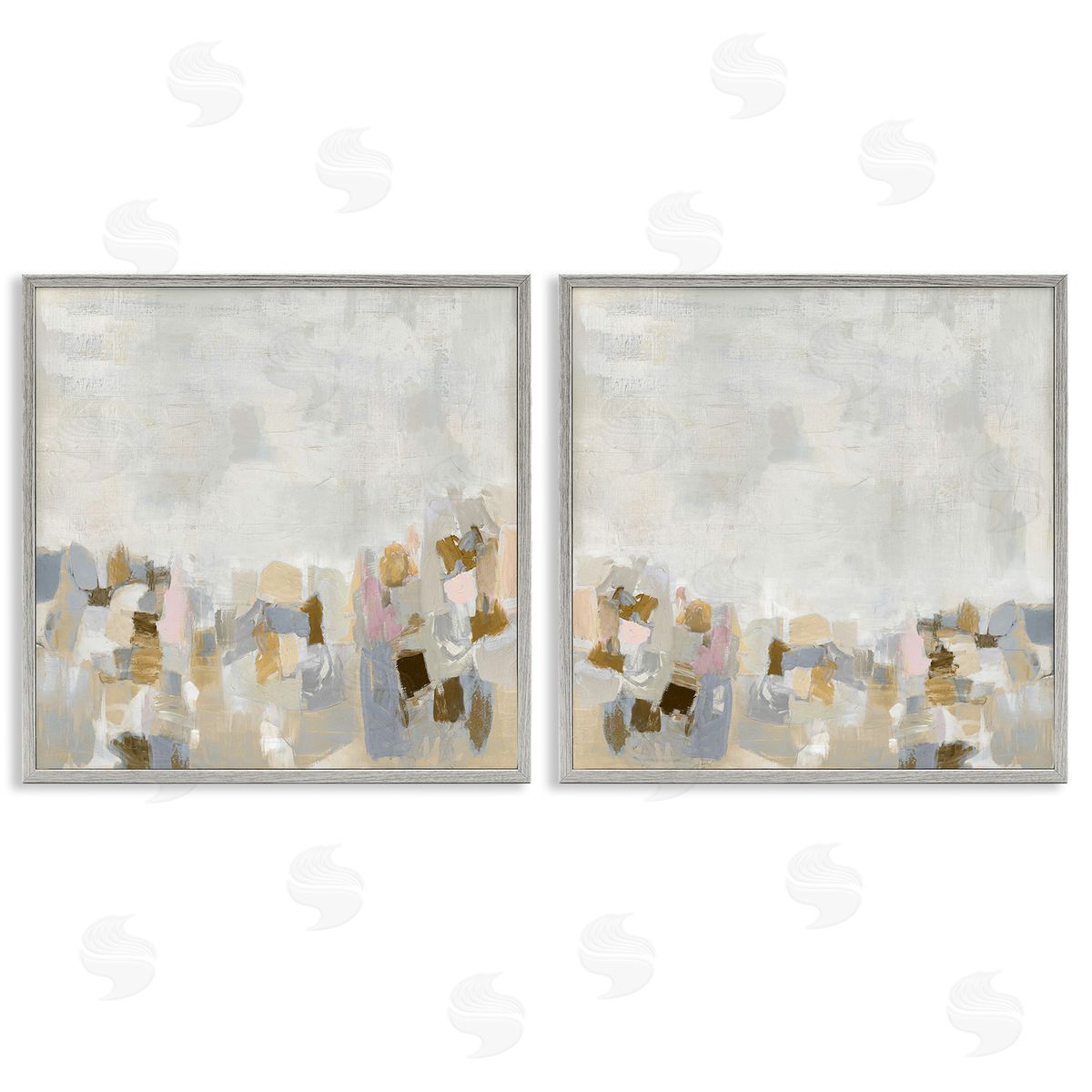 Rachel Springer Neutral Geometric Horizon Gray Framed Giclee Wall Art Print