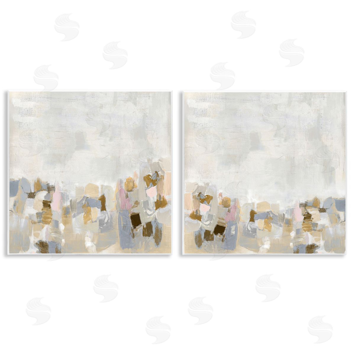 Rachel Springer Neutral Geometric Horizon Wooden Wall Plaque Art Print