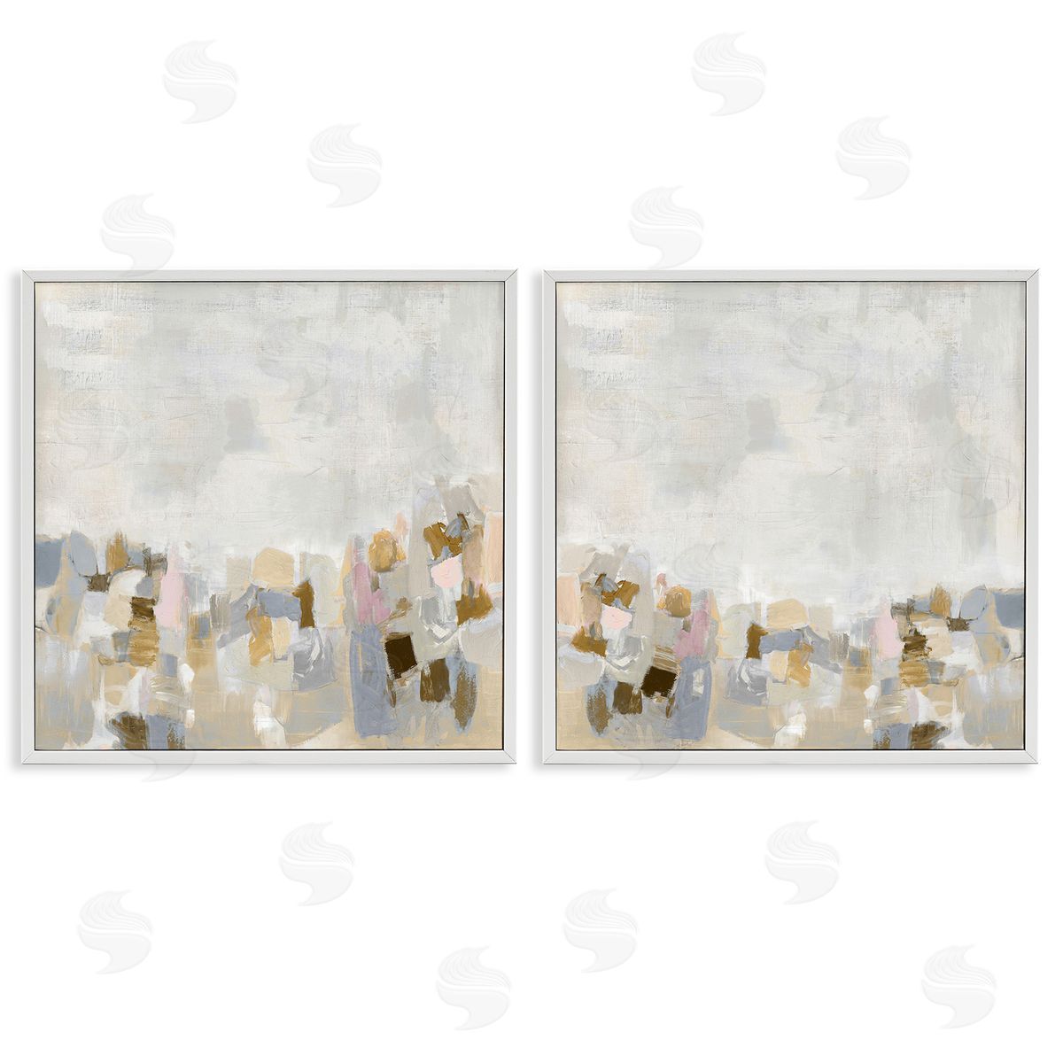 Rachel Springer Neutral Geometric Horizon White Framed Giclee Wall Art Print