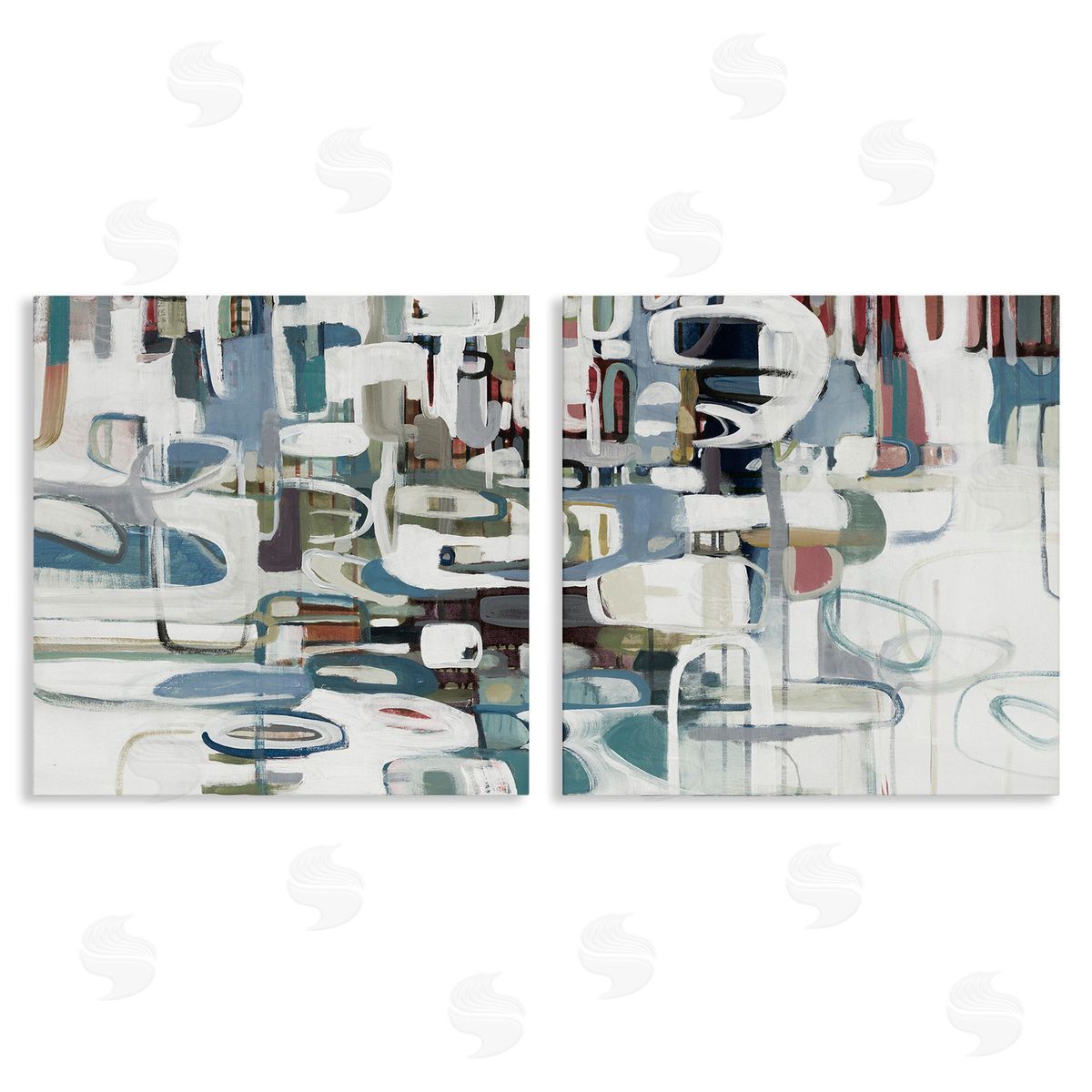Lisa Ridgers Chaotic Intertwining Shapes Canvas Wall Art Print