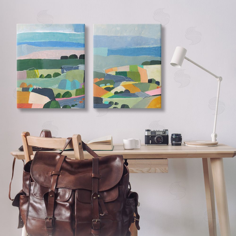 Jan Weiss Modern Farmland & River Canvas Wall Art Print in Room