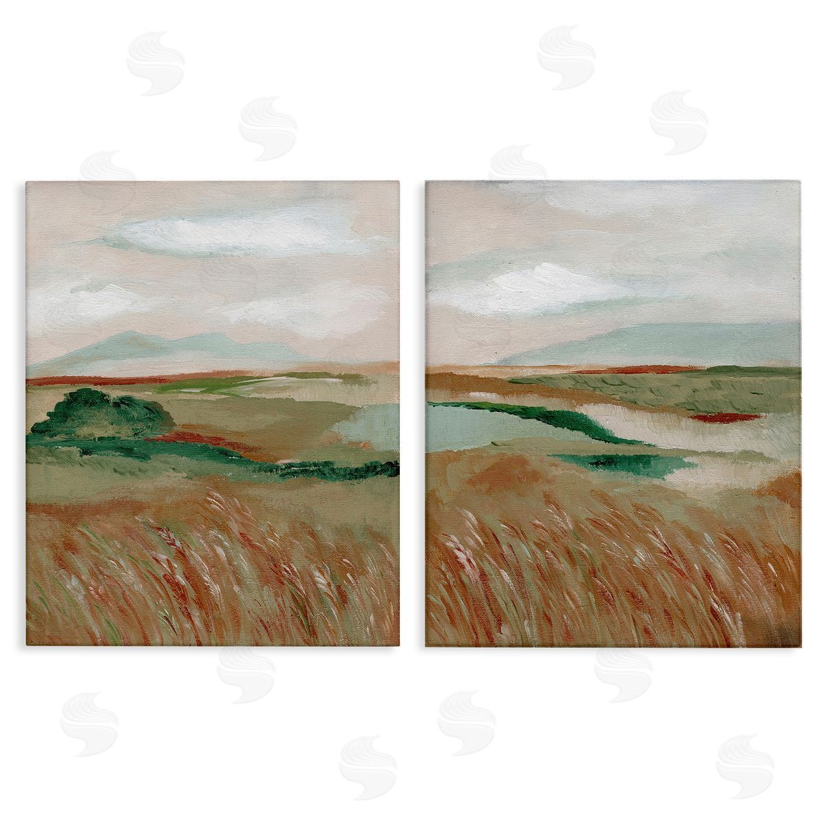 Nikita Jariwala Windblown Reeds Landscape Canvas Wall Art Print