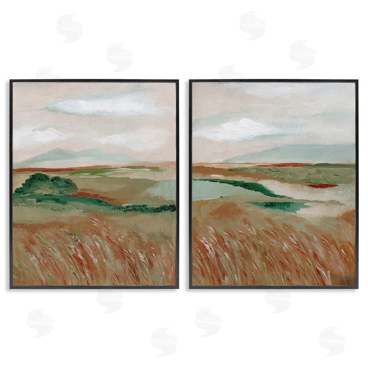 Nikita Jariwala Windblown Reeds Landscape Black Framed Giclee Wall Art Print