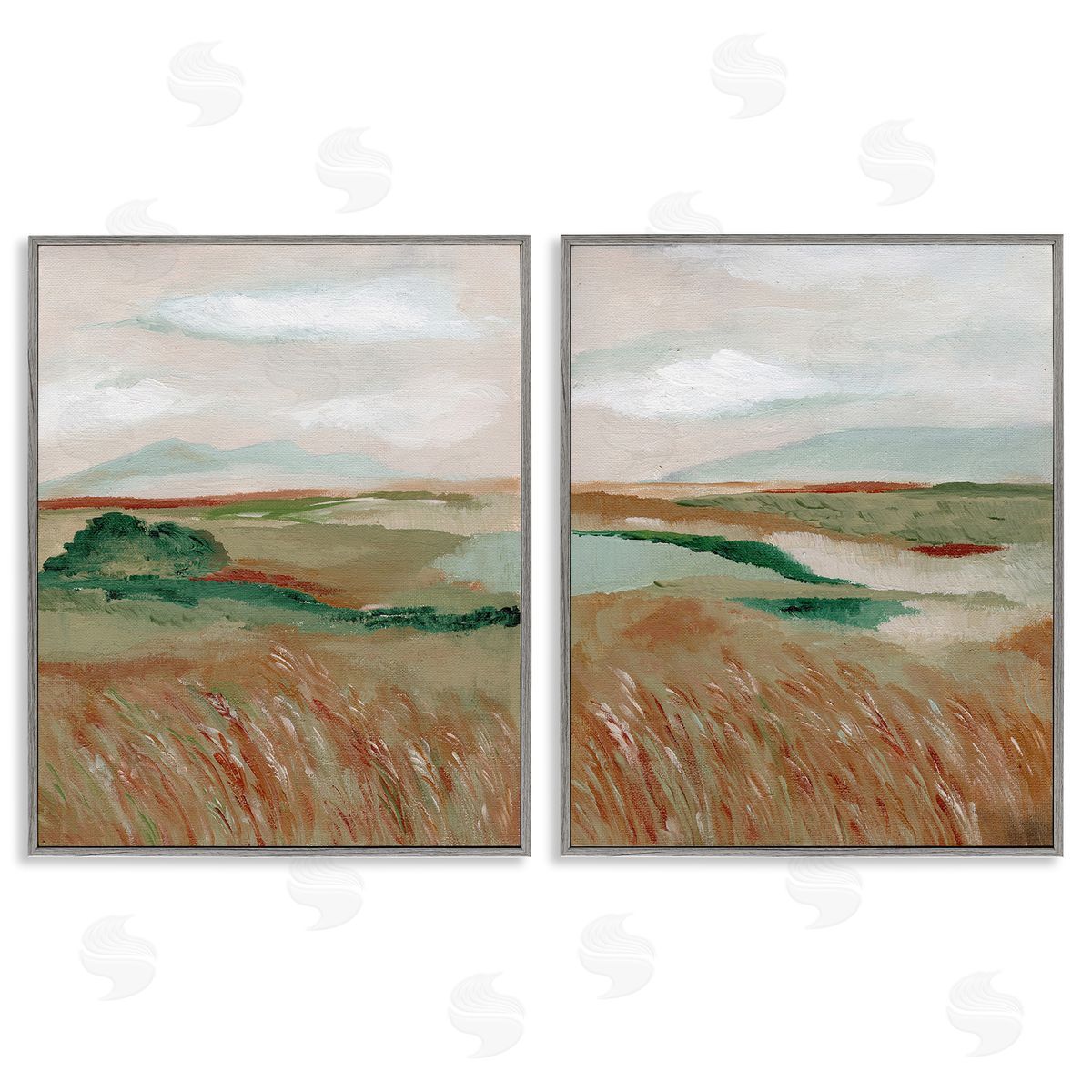 Nikita Jariwala Windblown Reeds Landscape Gray Framed Giclee Wall Art Print