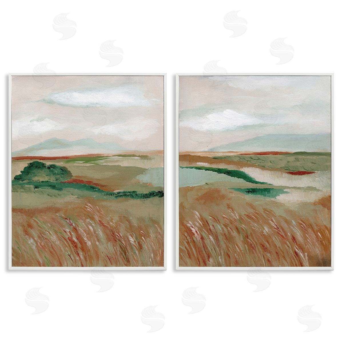 Nikita Jariwala Windblown Reeds Landscape White Framed Giclee Wall Art Print