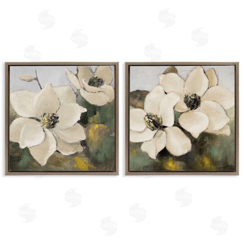 Lanie Loreth Blooming Magnolia Blossom Brown Floating Frame Canvas Wall Art Print