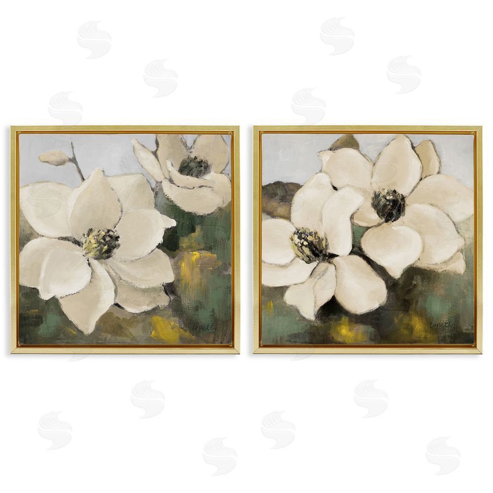 Lanie Loreth Blooming Magnolia Blossom Gold Floating Frame Canvas Wall Art Print