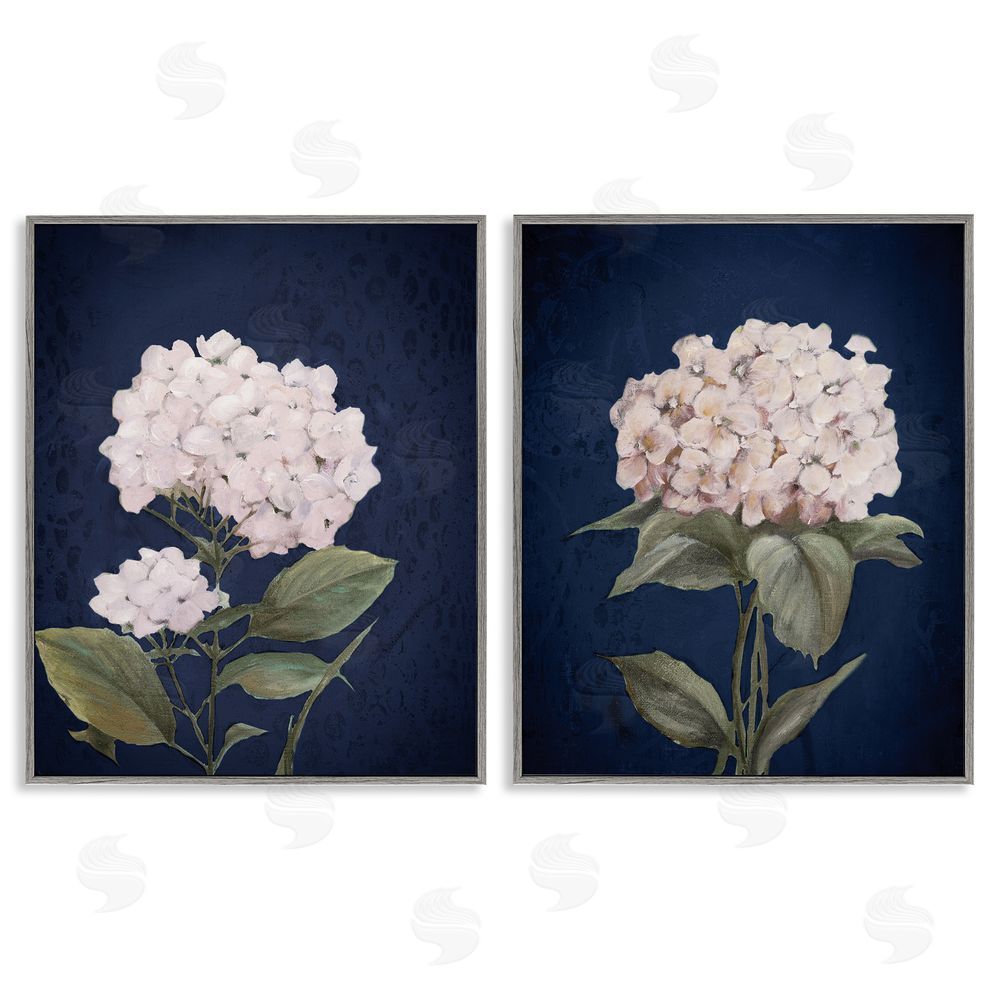 Patricia Pinto Hydrangea Flower on Blue Gray Framed Giclee Wall Art Print