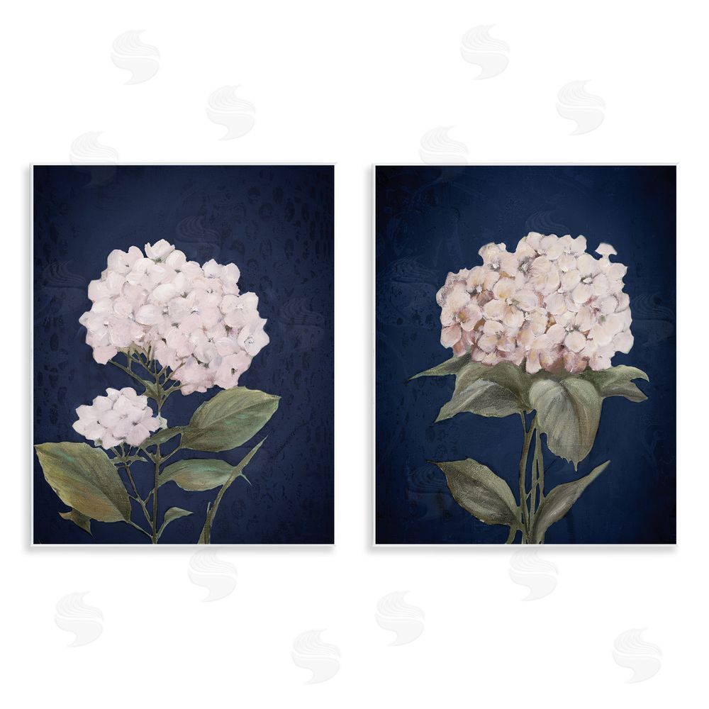 Patricia Pinto Hydrangea Flower on Blue Wooden Wall Plaque Art Print