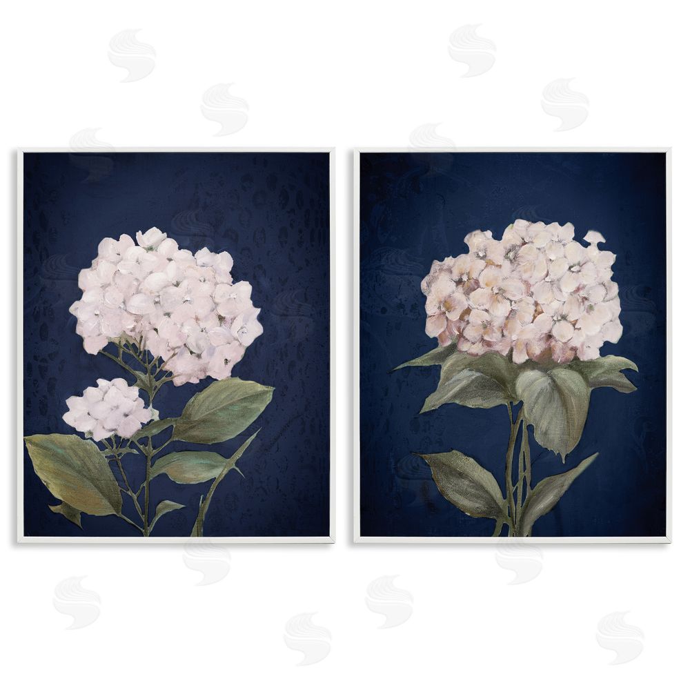 Patricia Pinto Hydrangea Flower on Blue White Framed Giclee Wall Art Print