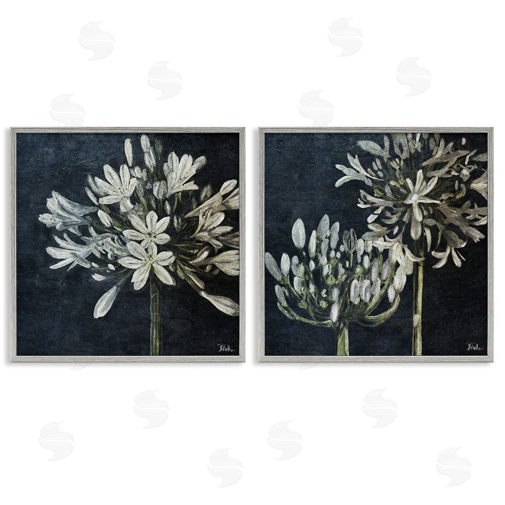 Patricia Pinto Blossoming Flower Stem Gray Framed Giclee Wall Art Print