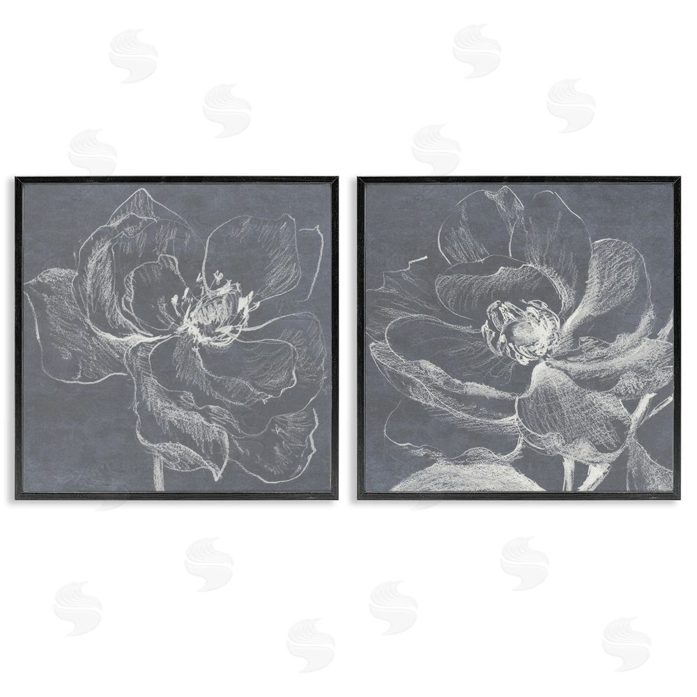 Lanie Loreth Chalkboard Magnolia Blossom Black Framed Giclee Wall Art Print