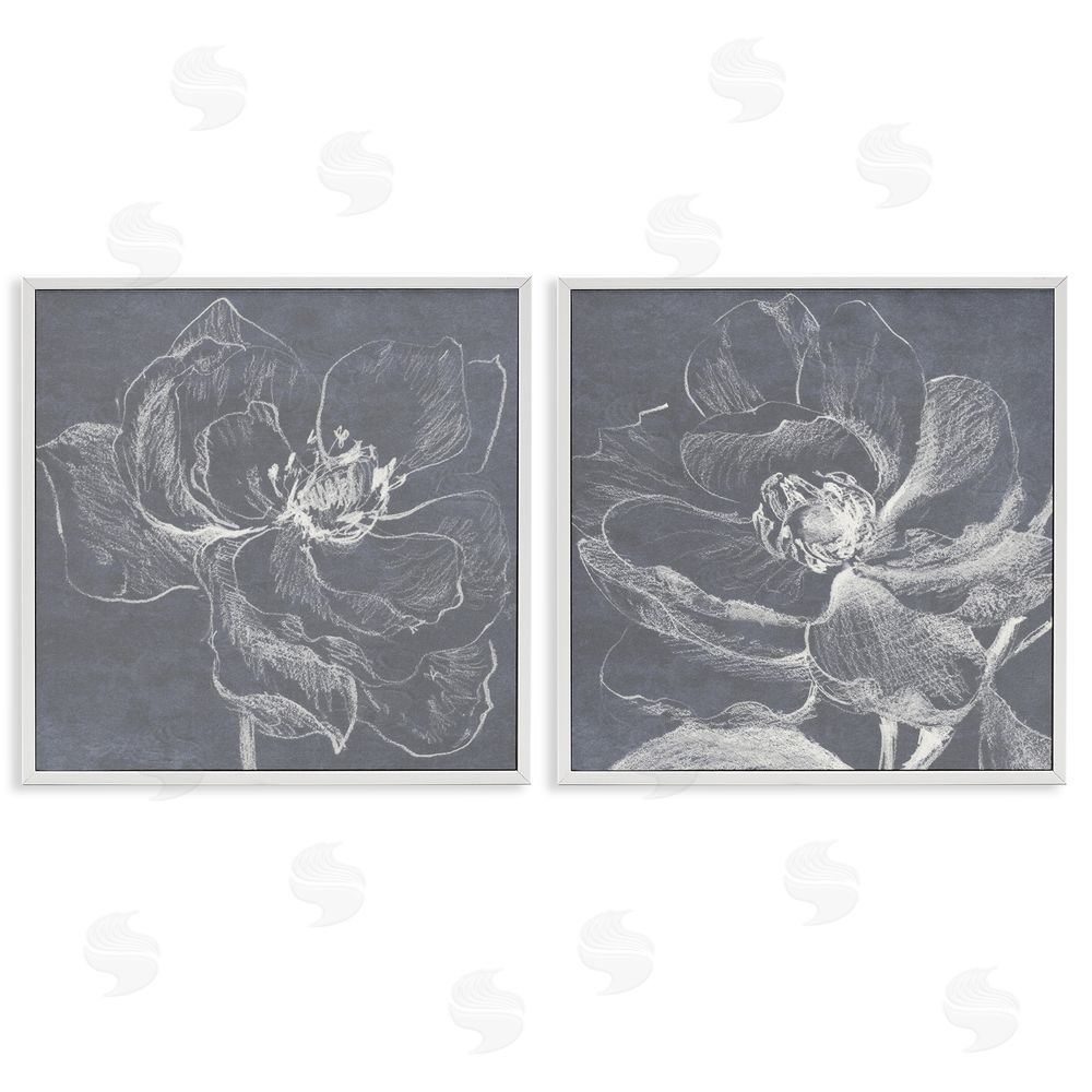 Lanie Loreth Chalkboard Magnolia Blossom White Framed Giclee Wall Art Print