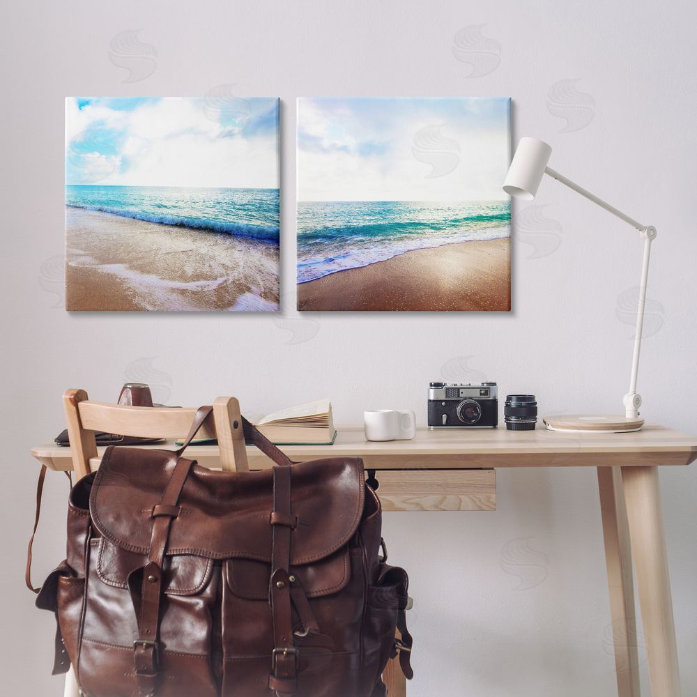 Susan Bryant Waves Breaking Shoreline Canvas Wall Art Print in Room