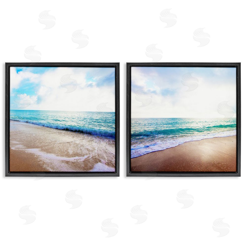 Susan Bryant Waves Breaking Shoreline Black Floating Frame Canvas Wall Art Print