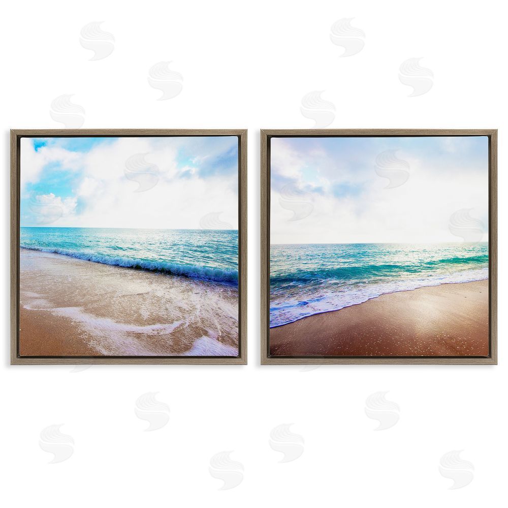 Susan Bryant Waves Breaking Shoreline Brown Floating Frame Canvas Wall Art Print