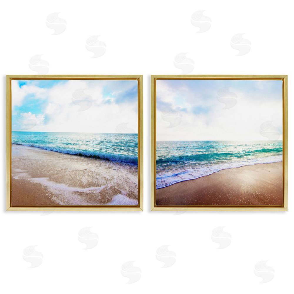 Susan Bryant Waves Breaking Shoreline Gold Floating Frame Canvas Wall Art Print