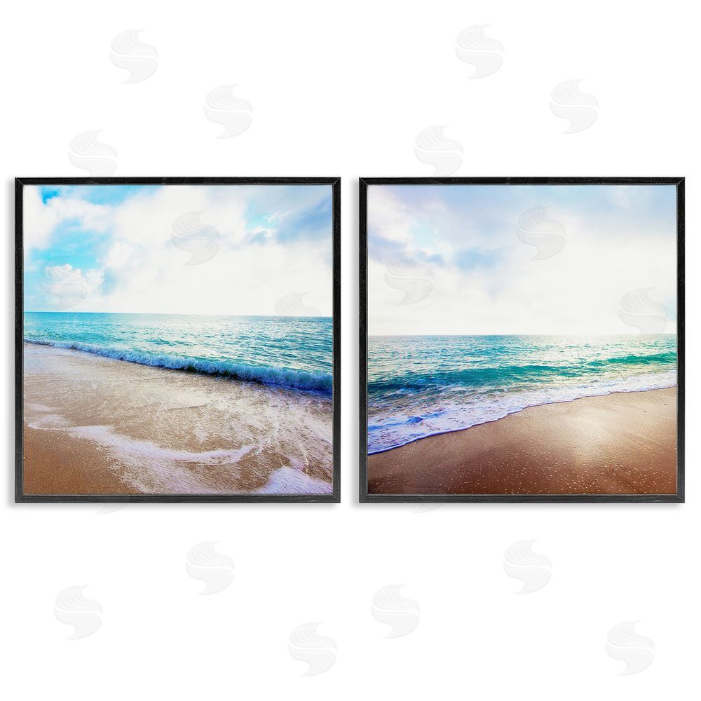Susan Bryant Waves Breaking Shoreline Black Framed Giclee Wall Art Print