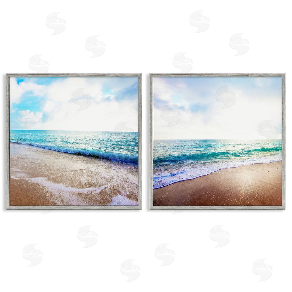 Susan Bryant Waves Breaking Shoreline Gray Framed Giclee Wall Art Print