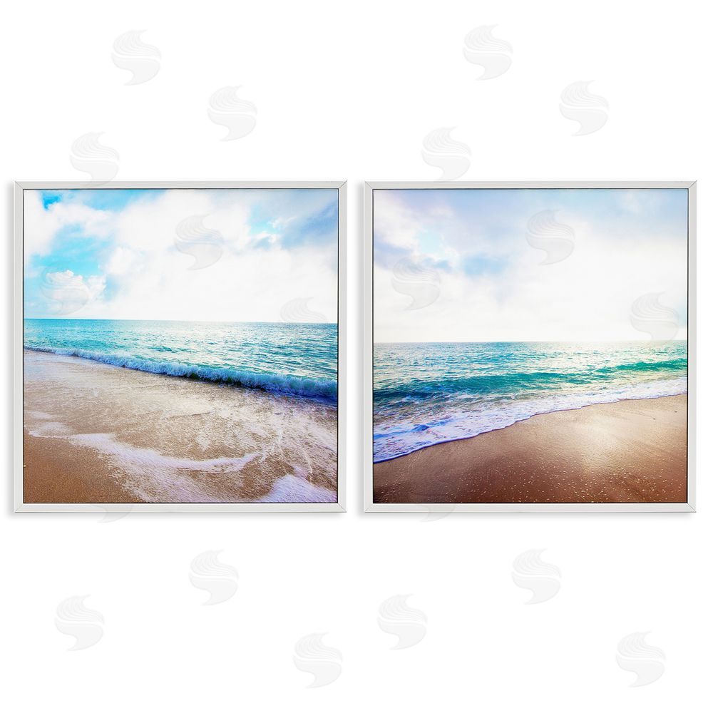 Susan Bryant Waves Breaking Shoreline White Framed Giclee Wall Art Print