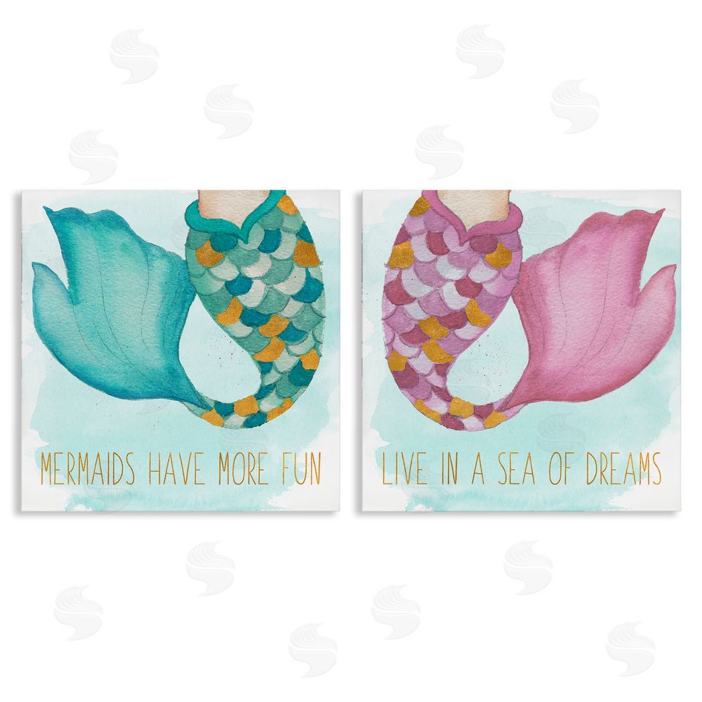 Elizabeth Medley Fun Mermaid Tails Canvas Wall Art Print