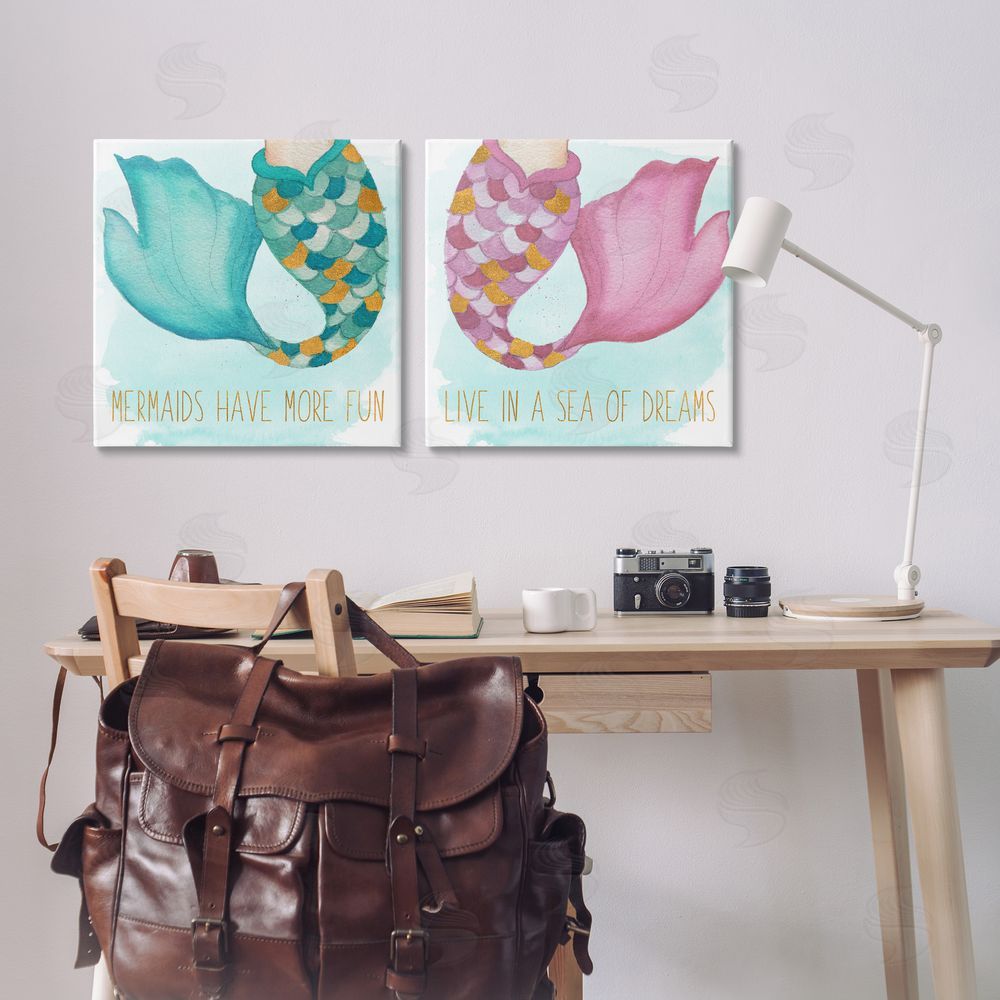 Elizabeth Medley Fun Mermaid Tails Canvas Wall Art Print in Room