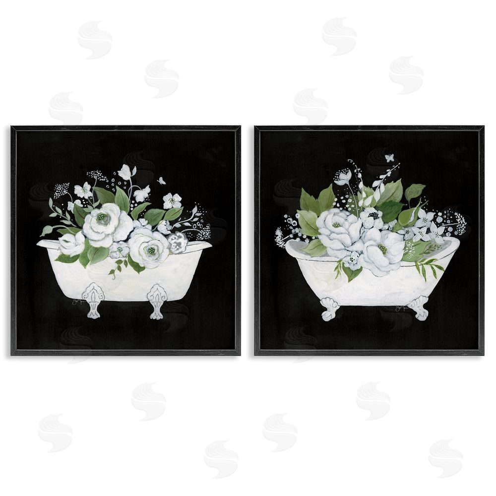 Janet Tava Inviting Magnolia Clawfoot Tub Black Framed Giclee Wall Art Print