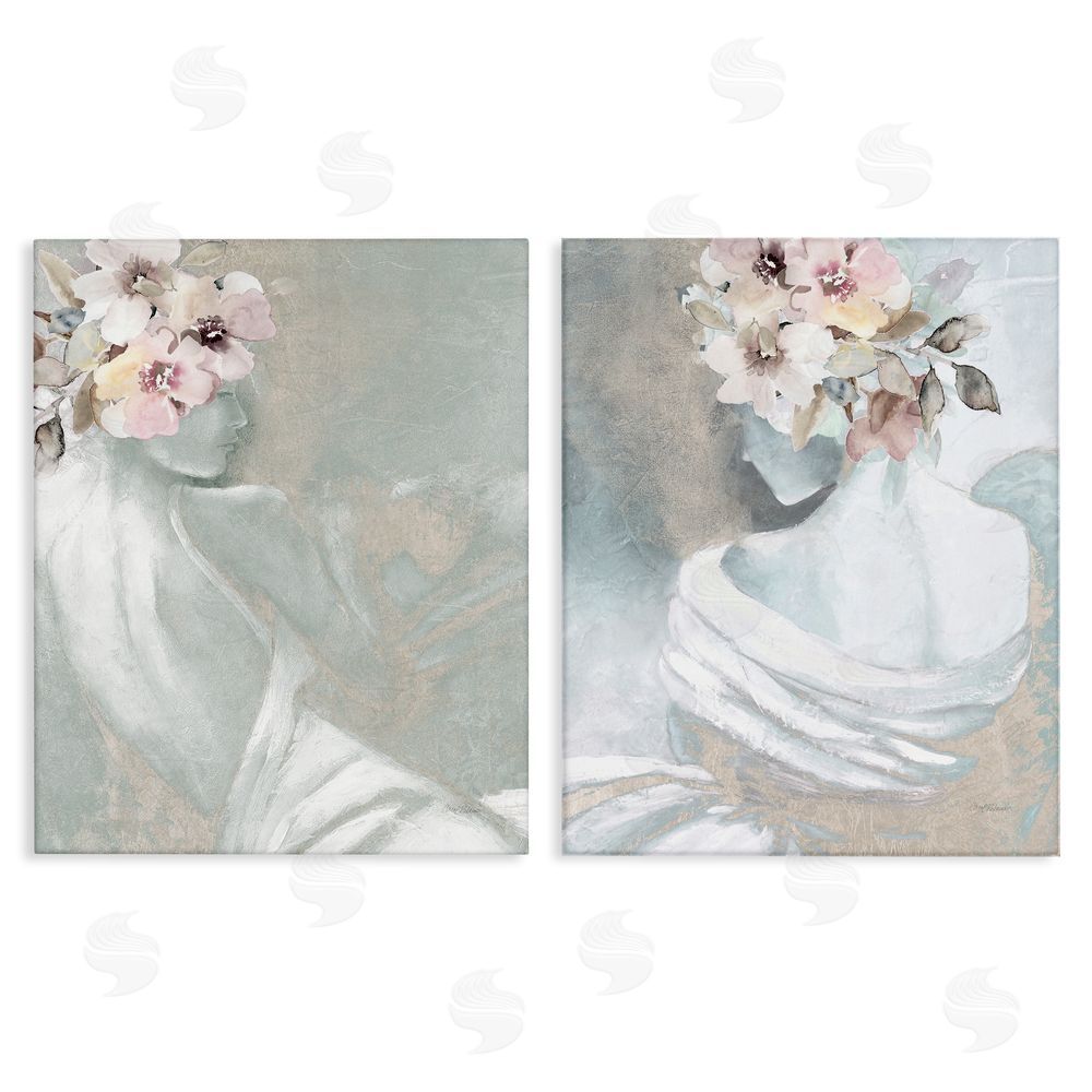 Carol Robinson Female Figure  Floral Pose Canvas Wall Art Print