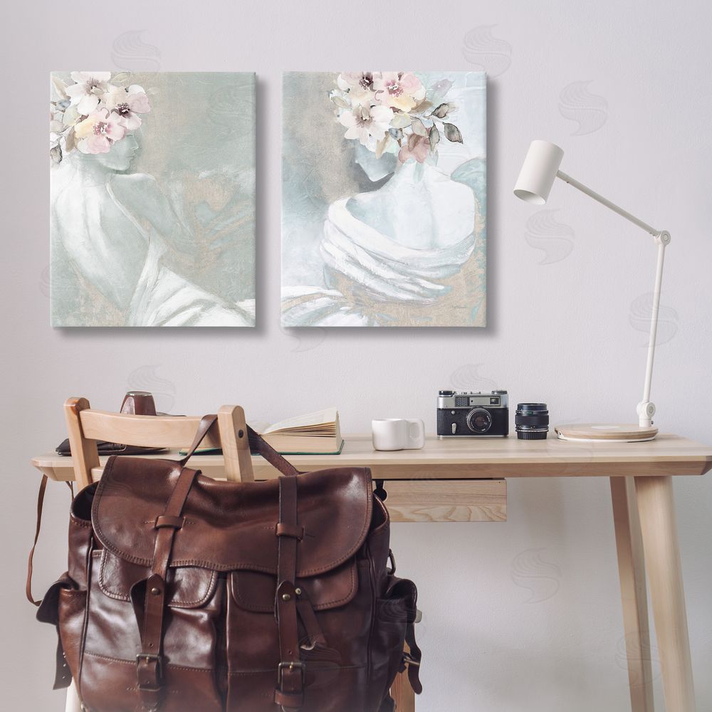 Carol Robinson Female Figure Floral Pose Canvas Wall Art Print in Room