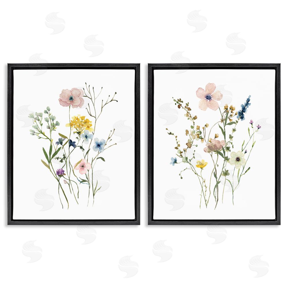 Livi Finn Artfully Arranged Wildflowers Black Floating Frame Canvas Wall Art Print