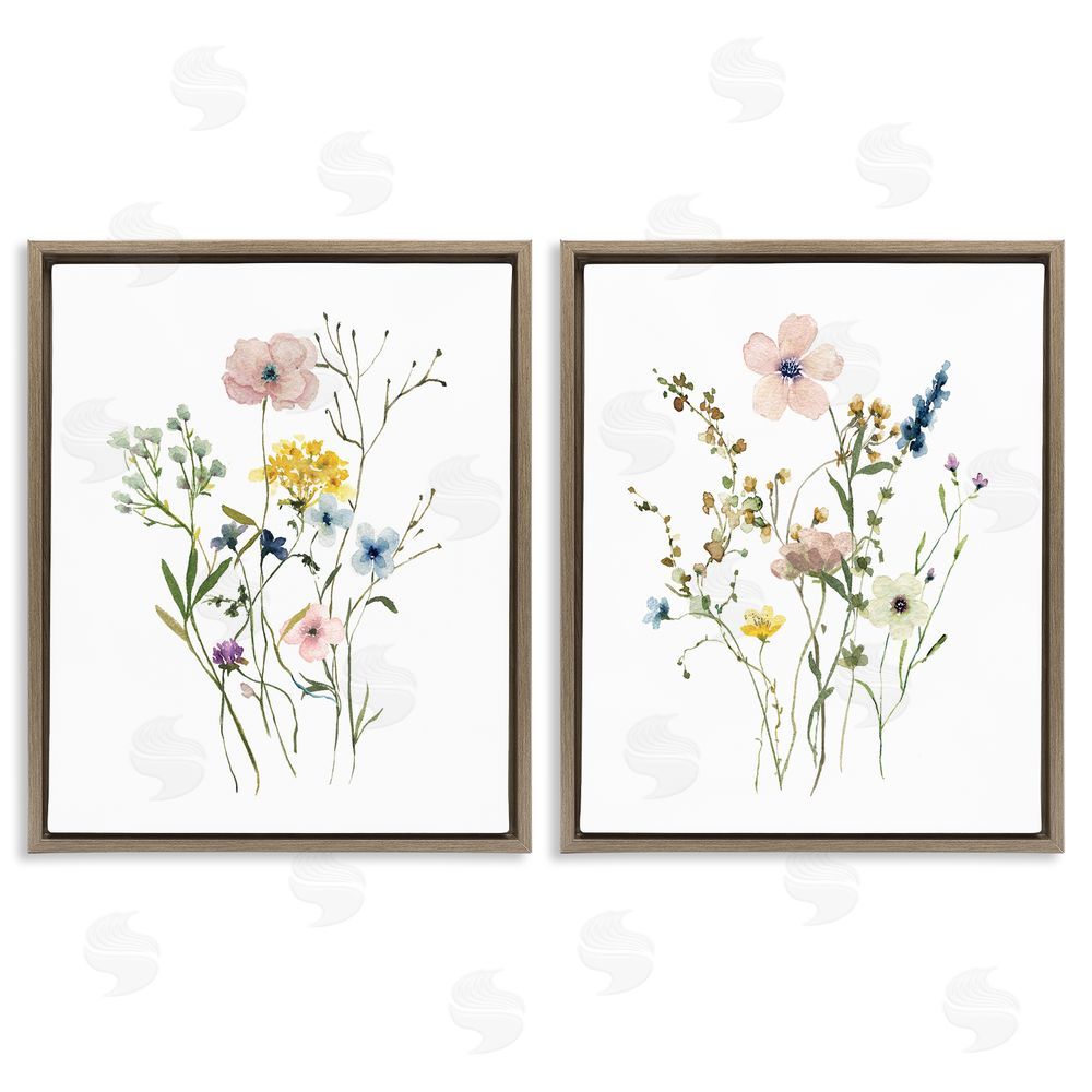 Livi Finn Artfully Arranged Wildflowers Brown Floating Frame Canvas Wall Art Print