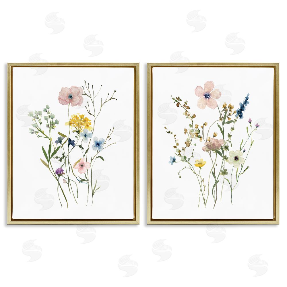 Livi Finn Artfully Arranged Wildflowers Gold Floating Frame Canvas Wall Art Print