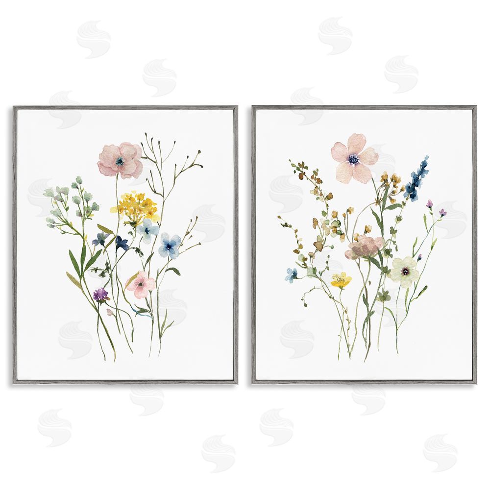 Livi Finn Artfully Arranged Wildflowers Gray Framed Giclee Wall Art Print