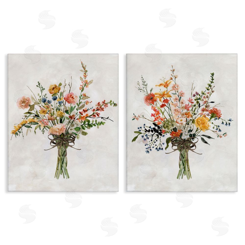 Carol Robinson Fresh Cut Tied Floral Bouquet Canvas Wall Art Print