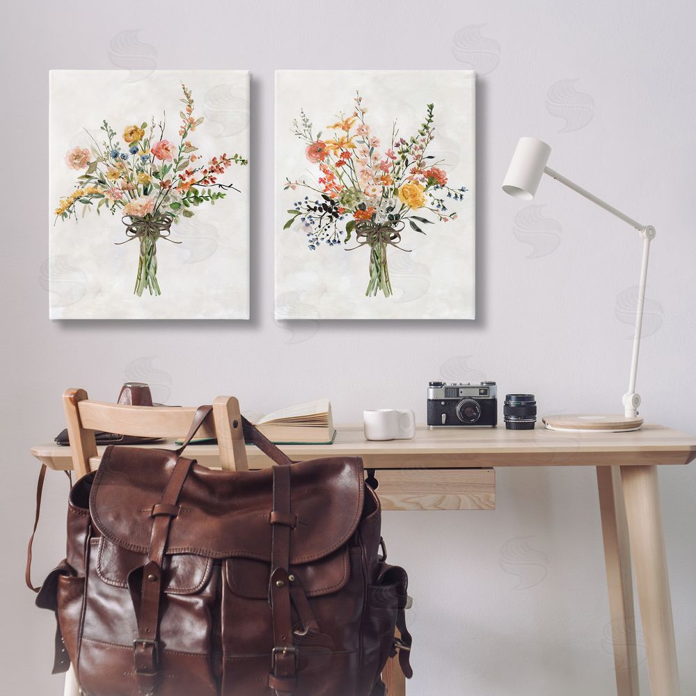 Carol Robinson Fresh Cut Tied Floral Bouquet Canvas Wall Art Print in Room