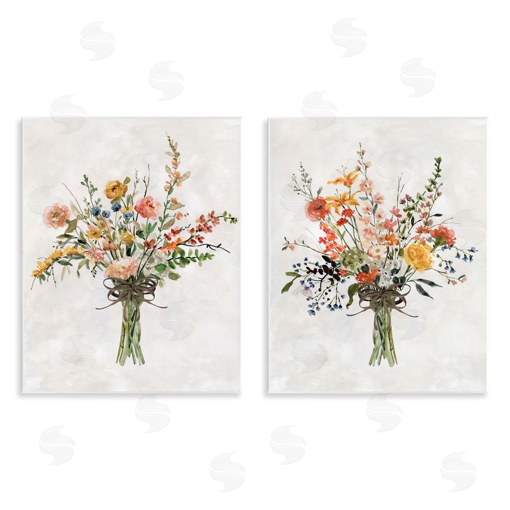 Carol Robinson Fresh Cut Tied Floral Bouquet Wooden Wall Plaque Art Print